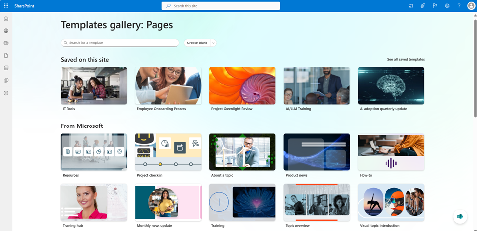 Blog nieuwigheden SharePoint online - Template Gallery | Hello.be