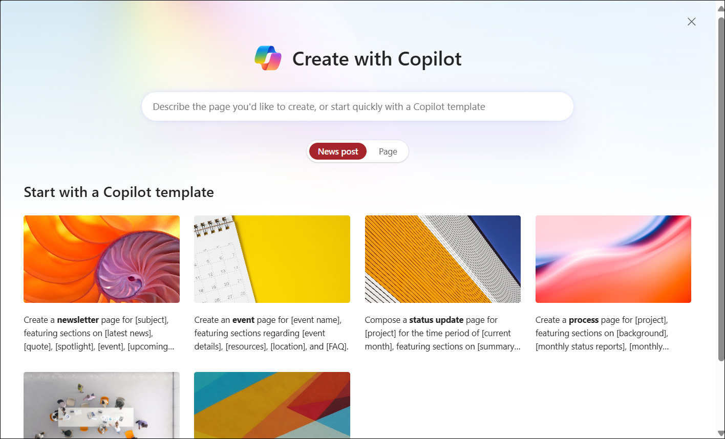 Blog nieuwigheden SharePoint online - SharePoint pagina maken met Copilot | Hello.be