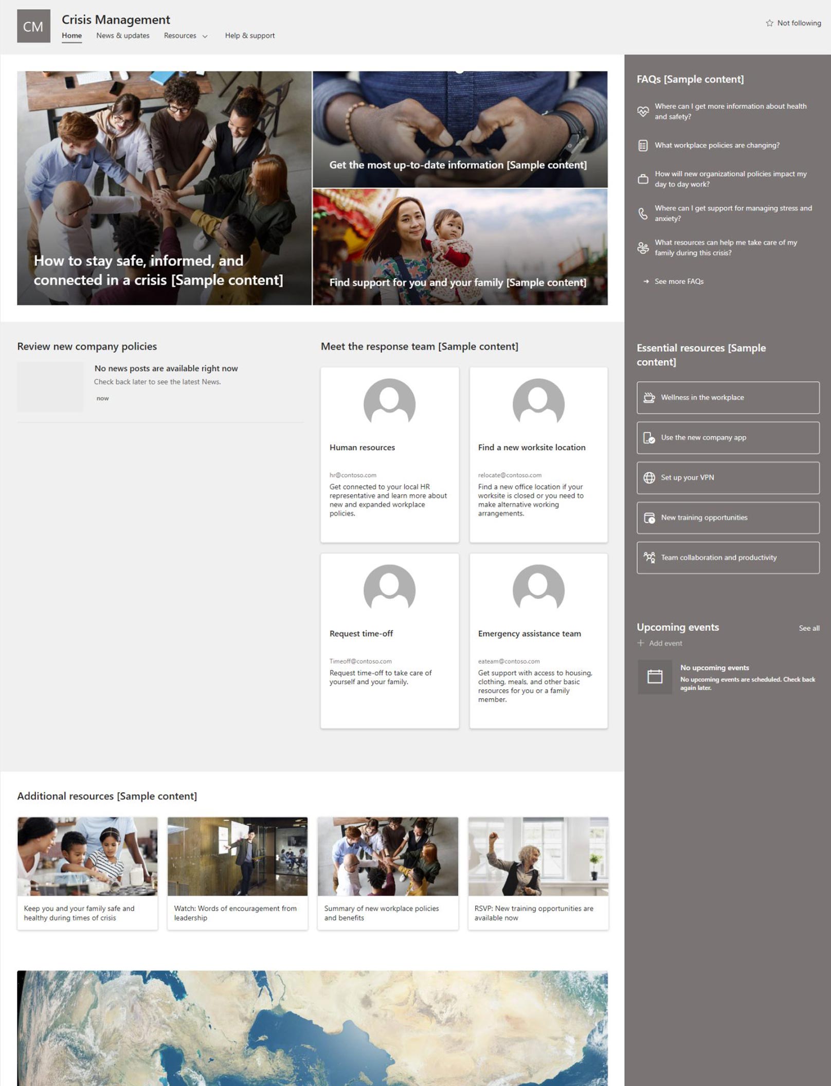 Blog nieuwigheden SharePoint online - Voorbeeld SharePoint Crisis Management | Hello.be