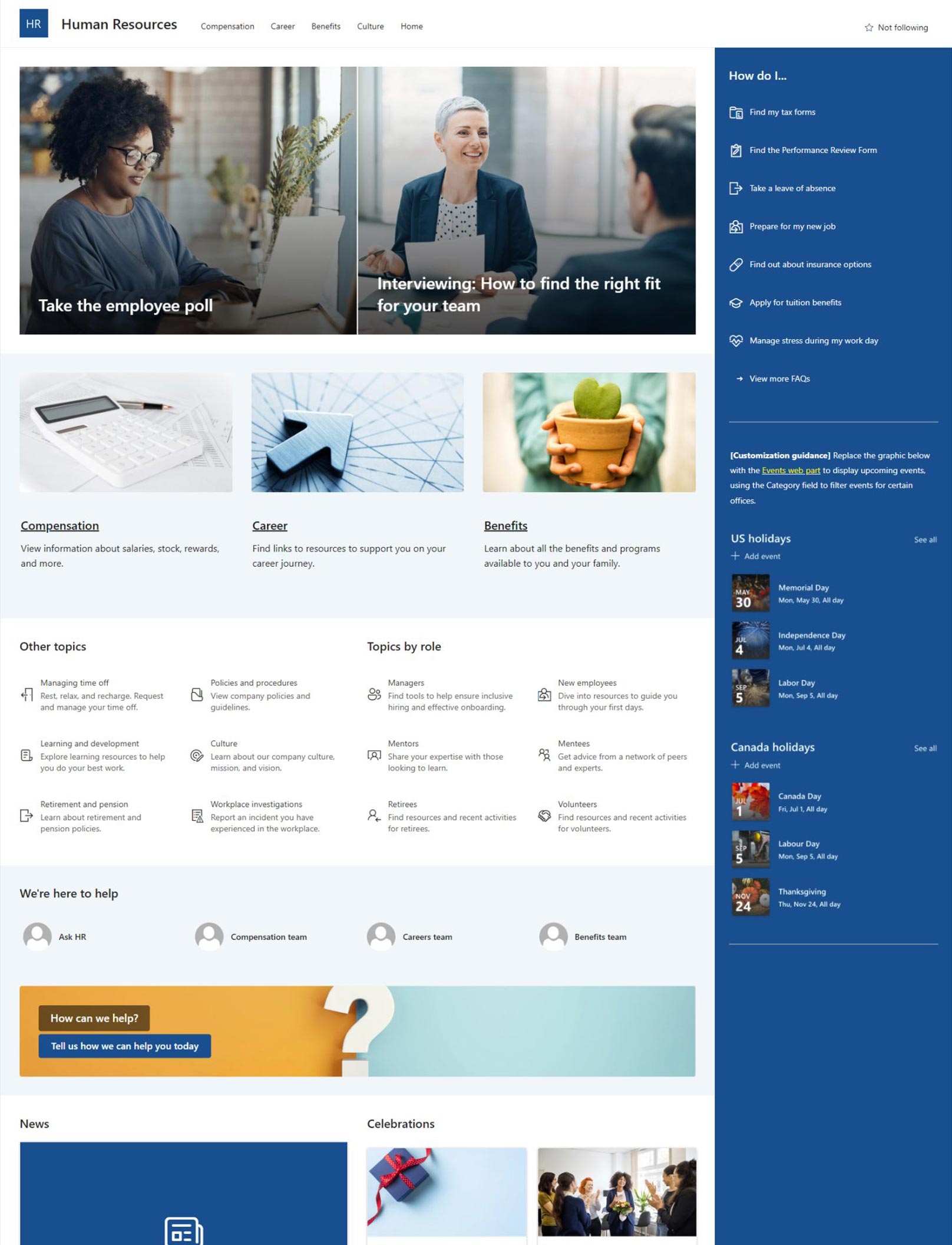 Blog nieuwigheden SharePoint online - Voorbeeld Intranet HR | Hello.be