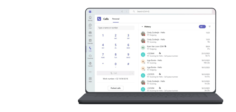Laptop bellen met Teams | Hello.be