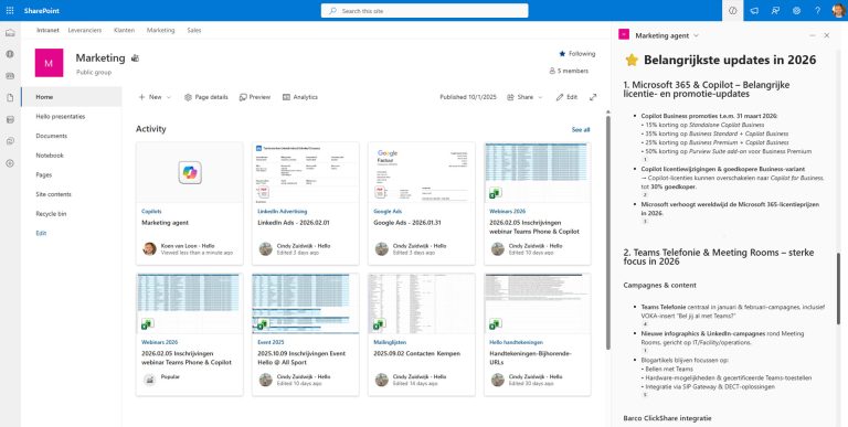 SharePoint Online - Copilot Agent Marketing | Hello.be