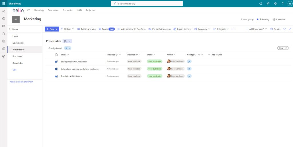 SharePoint Online -Documentbeheer: goedgekeurde documenten | Hello.be