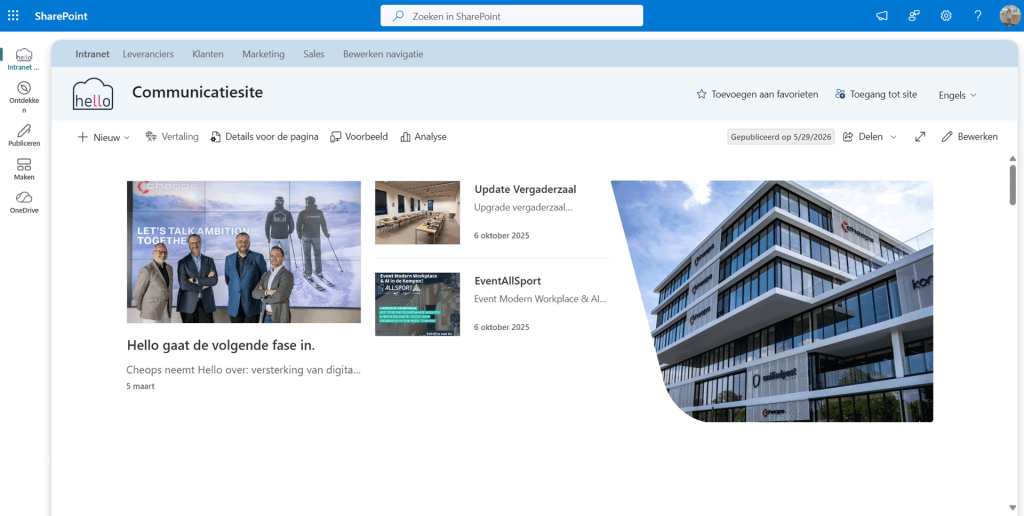 SharePoint intranet Hello | Hello.be